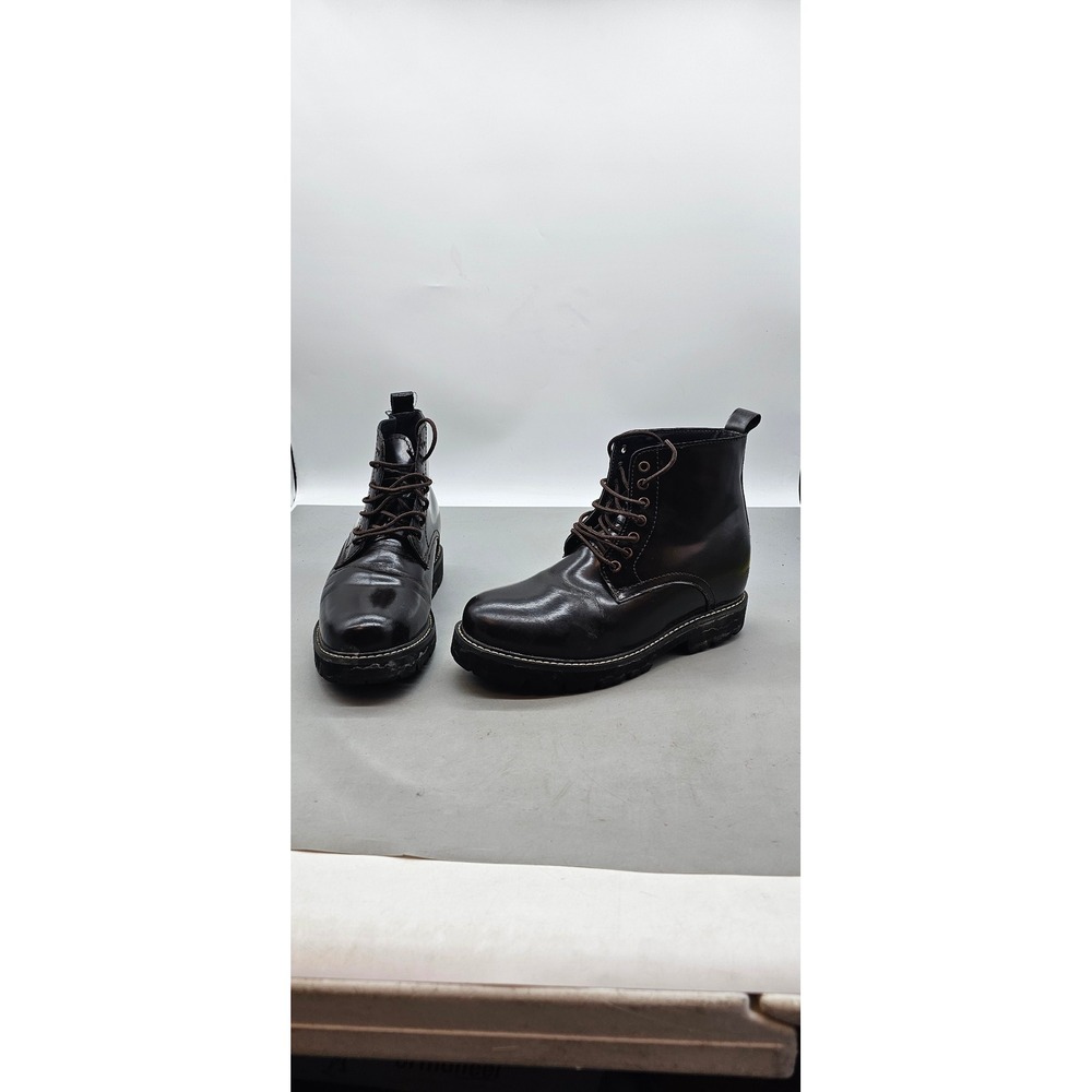 Calto K8711 Men Elevator Boots Dark Brown Lace Up Lug Sole Height Increasing 7.5